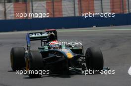 27.06.2010 Valencia, Spain,  Jarno Trulli (ITA), Lotus F1 Team loses his front wing - Formula 1 World Championship, Rd 9, European Grand Prix, Sunday Race