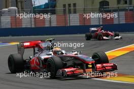 27.06.2010 Valencia, Spain,  Lewis Hamilton (GBR), McLaren Mercedes leads Fernando Alonso (ESP), Scuderia Ferrari - Formula 1 World Championship, Rd 9, European Grand Prix, Sunday Race