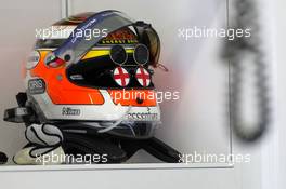 26.06.2010 Valencia, Spain,  The helmet of Nico Hulkenberg (GER), Williams F1 Team with England sun glasses on - Formula 1 World Championship, Rd 9, European Grand Prix, Saturday Practice
