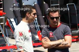 24.06.2010 Valencia, Spain,  Sébastien Buemi (SUI), Scuderia Toro Rosso with Christian Klien (AUT), test driver,  Hispania Racing F1 Team, HRT - Formula 1 World Championship, Rd 9, European Grand Prix, Thursday