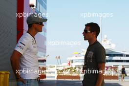 24.06.2010 Valencia, Spain,  Michael Schumacher (GER), Mercedes GP Petronas and Anthony Davidson  - Formula 1 World Championship, Rd 9, European Grand Prix, Thursday