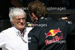 09.07.2010 Silverstone, England,  Bernie Ecclestone (GBR) and Christian Horner (GBR), Red Bull Racing, Sporting Director  - Formula 1 World Championship, Rd 10, British Grand Prix, Friday Practice