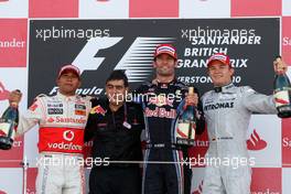 11.07.2010 Silverstone, England,  1st place Mark Webber (AUS), Red Bull Racing, Lewis Hamilton (GBR), McLaren Mercedes, Nico Rosberg (GER), Mercedes GP Petronas - Formula 1 World Championship, Rd 10, British Grand Prix, Sunday Podium