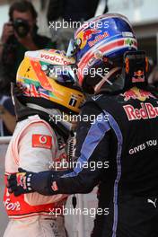 11.07.2010 Silverstone, England,  Lewis Hamilton (GBR), McLaren Mercedes and Mark Webber (AUS), Red Bull Racing  - Formula 1 World Championship, Rd 10, British Grand Prix, Sunday Podium