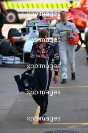 11.07.2010 Silverstone, England,  Sebastian Vettel (GER), Red Bull Racing and Michael Schumacher (GER), Mercedes GP Petronas - Formula 1 World Championship, Rd 10, British Grand Prix, Sunday Podium