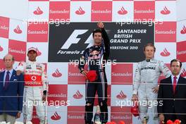 11.07.2010 Silverstone, England,  1st place Mark Webber (AUS), Red Bull Racing, Lewis Hamilton (GBR), McLaren Mercedes, Nico Rosberg (GER), Mercedes GP Petronas- Formula 1 World Championship, Rd 10, British Grand Prix, Sunday Podium