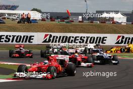 11.07.2010 Silverstone, England,  Fernando Alonso (ESP), Scuderia Ferrari leads Felipe Massa (BRA), Scuderia Ferrari - Formula 1 World Championship, Rd 10, British Grand Prix, Sunday Race