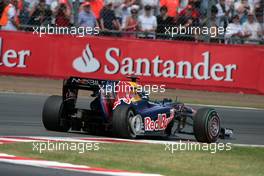 11.07.2010 Silverstone, England,  Sebastian Vettel (GER), Red Bull Racing with a puncture - Formula 1 World Championship, Rd 10, British Grand Prix, Sunday Race