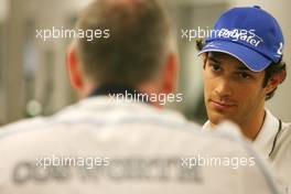 08.07.2010 Silverstone, England,  Mark Gallagher (IRL), General Manager of Cosworth's F1 Business Unit  with Bruno Senna (BRA), Hispania Racing F1 Team HRT, visit of the Cosworth factory in Northhampton - Formula 1 World Championship, Rd 10, British Grand Prix, Thursday