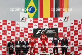 25.07.2010 Hockenheim, Germany,  Felipe Massa (BRA), Scuderia Ferrari, Fernando Alonso (ESP), Scuderia Ferrari and Sebastian Vettel (GER), Red Bull Racing - Formula 1 World Championship, Rd 11, German Grand Prix, Sunday Podium