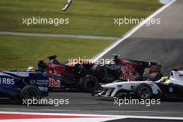 25.07.2010 Hockenheim, Germany,  Jaime Alguersuari (ESP), Scuderia Toro Rosso crashes into the back of Sébastien Buemi (SUI), Scuderia Toro Rosso - Formula 1 World Championship, Rd 11, German Grand Prix, Sunday Race