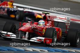 25.07.2010 Hockenheim, Germany,  Fernando Alonso (ESP), Scuderia Ferrari leads Sebastian Vettel (GER), Red Bull Racing - Formula 1 World Championship, Rd 11, German Grand Prix, Sunday Race