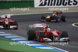 25.07.2010 Hockenheim, Germany,  Felipe Massa (BRA), Scuderia Ferrari leads Fernando Alonso (ESP), Scuderia Ferrari and Sebastian Vettel (GER), Red Bull Racing - Formula 1 World Championship, Rd 11, German Grand Prix, Sunday Race