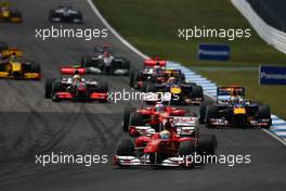 25.07.2010 Hockenheim, Germany,  Felipe Massa (BRA), Scuderia Ferrari leads the start of the race - Formula 1 World Championship, Rd 11, German Grand Prix, Sunday Race