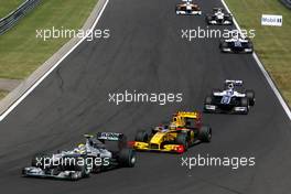 01.08.2010 Budapest, Hungary,  Nico Rosberg (GER), Mercedes GP Petronas, W01 leads Robert Kubica (POL), Renault F1 Team, R30 - Formula 1 World Championship, Rd 12, Hungarian Grand Prix, Sunday Race