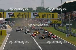 01.08.2010 Budapest, Hungary,  Sebastian Vettel (GER), Red Bull Racing and Fernando Alonso (ESP), Scuderia Ferrari at the start of the race - Formula 1 World Championship, Rd 12, Hungarian Grand Prix, Sunday Race