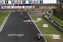 01.08.2010 Budapest, Hungary,  Sebastian Vettel (GER), Red Bull Racing, RB6 leads Fernando Alonso (ESP), Scuderia Ferrari, F10 - Formula 1 World Championship, Rd 12, Hungarian Grand Prix, Sunday Race