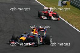 01.08.2010 Budapest, Hungary,  Sebastian Vettel (GER), Red Bull Racing leads Fernando Alonso (ESP), Scuderia Ferrari - Formula 1 World Championship, Rd 12, Hungarian Grand Prix, Sunday Race