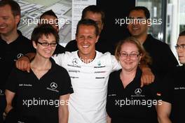29.07.2010 Budapest, Hungary,  Nico Rosberg (GER), Mercedes GP Petronas and Michael Schumacher (GER), Mercedes GP Petronas visit a Mercedes Garage and plans for expansion  - Formula 1 World Championship, Rd 12, Hungarian Grand Prix, Thursday Press Conference