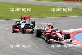 12.09.2010 Monza, Italy,  Fernando Alonso (ESP), Scuderia Ferrari leads Jenson Button (GBR), McLaren Mercedes - Formula 1 World Championship, Rd 14, Italian Grand Prix, Sunday Race