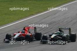 12.09.2010 Monza, Italy,  Lucas di Grassi (BRA), Virgin Racing and Heikki Kovalainen (FIN), Lotus F1 Team  - Formula 1 World Championship, Rd 14, Italian Grand Prix, Sunday Race