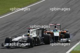 12.09.2010 Monza, Italy,  Pedro de la Rosa (ESP), BMW Sauber F1 Team and Adrian Sutil (GER), Force India F1 Team  - Formula 1 World Championship, Rd 14, Italian Grand Prix, Sunday Race