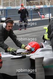13.02.2010 Jerez, Spain,  Sebastian Vettel (GER), Red Bull Racing, Michael Schumacher (GER), Mercedes GP Petronas - Formula 1 Testing, Jerez, Spain
