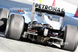 11.02.2010 Jerez, Spain,  Michael Schumacher (GER), Mercedes GP, W01, rear, detail - Formula 1 Testing, Jerez, Spain