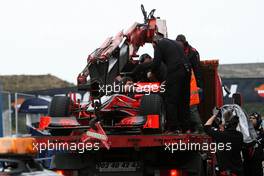 18.02.2010 Jerez, Spain,  Timo Glock (GER), Virgin Racing VR-01, car is returned to the pits - Formula 1 Testing, Jerez, Spain