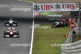 08.10.2010 Suzuka, Japan,  Car of Lewis Hamilton (GBR), McLaren Mercedes after he crashes during first practice - Formula 1 World Championship, Rd 16, Japanese Grand Prix, Friday Practice