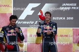 10.10.2010 Suzuka, Japan,  Mark Webber (AUS), Red Bull Racing and Sebastian Vettel (GER), Red Bull Racing  - Formula 1 World Championship, Rd 16, Japanese Grand Prix, Sunday Podium