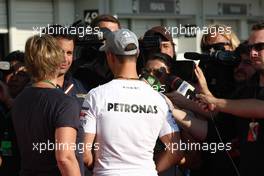 07.10.2010 Suzuka, Japan,  Michael Schumacher (GER), Mercedes GP Petronas talks to the media - Formula 1 World Championship, Rd 16, Japanese Grand Prix, Thursday