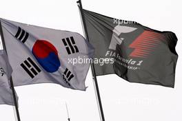 22.10.2010 Yeongam, Korea,  The South Korean Flag and the F1 flag - Formula 1 World Championship, Rd 17, Korean Grand Prix, Friday