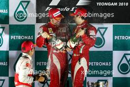 24.10.2010 Yeongam, Korea,  Fernando Alonso (ESP), Scuderia Ferrari nfd Felipe Massa (BRA), Scuderia Ferrari  - Formula 1 World Championship, Rd 17, Korean Grand Prix, Sunday Podium