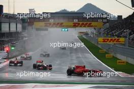 24.10.2010 Yeongam, Korea,  Fernando Alonso (ESP), Scuderia Ferrari leads Lewis Hamilton (GBR), McLaren Mercedes - Formula 1 World Championship, Rd 17, Korean Grand Prix, Sunday Race