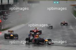 24.10.2010 Yeongam, Korea,  Sebastian Vettel (GER), Red Bull Racing leads Mark Webber (AUS), Red Bull Racing - Formula 1 World Championship, Rd 17, Korean Grand Prix, Sunday Race