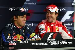 23.10.2010 Yeongam, Korea,  Sebastian Vettel (GER), Red Bull Racing and Fernando Alonso (ESP), Scuderia Ferrari - Formula 1 World Championship, Rd 17, Korean Grand Prix, Saturday Press Conference