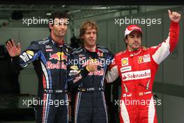 23.10.2010 Yeongam, Korea,  Mark Webber (AUS), Red Bull Racing, Sebastian Vettel (GER), Red Bull Racing and Fernando Alonso (ESP), Scuderia Ferrari - Formula 1 World Championship, Rd 17, Korean Grand Prix, Saturday Qualifying