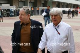 23.10.2010 Yeongam, Korea,  Jean Todt (FRA), FIA president and Bernie Ecclestone (GBR) - Formula 1 World Championship, Rd 17, Korean Grand Prix, Saturday Practice