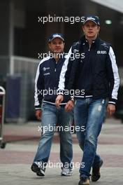 23.10.2010 Yeongam, Korea,  Rubens Barrichello (BRA), Williams F1 Team and Nico Hulkenberg (GER), Williams F1 Team - Formula 1 World Championship, Rd 17, Korean Grand Prix, Saturday