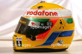 29.01.2010 Newbury, England,  Lewis Hamilton (GBR), McLaren Mercedes helmet - Vodafone Mclaren Mercedes MP4-25 Launch Vodafone UK HQ