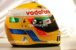 29.01.2010 Newbury, England,  Lewis Hamilton (GBR), McLaren Mercedes helmet - Vodafone Mclaren Mercedes MP4-25 Launch Vodafone UK HQ