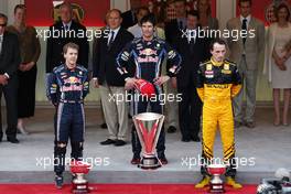 16.05.2010 Monaco, Monte Carlo,  1st place Mark Webber (AUS), Red Bull Racing with 2nd place Sebastian Vettel (GER), Red Bull Racing and 3rd place Robert Kubica (POL), Renault F1 Team - Formula 1 World Championship, Rd 6, Monaco Grand Prix, Sunday Podium
