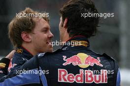 16.05.2010 Monaco, Monte Carlo, Sebastian Vettel (GER), Red Bull Racing and 1st place Mark Webber (AUS), Red Bull Racing - Formula 1 World Championship, Rd 6, Monaco Grand Prix, Sunday Podium