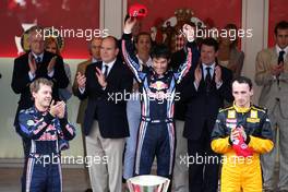 16.05.2010 Monaco, Monte Carlo,  1st place Mark Webber (AUS), Red Bull Racing with 2nd place Sebastian Vettel (GER), Red Bull Racing and 3rd place Robert Kubica (POL), Renault F1 Team - Formula 1 World Championship, Rd 6, Monaco Grand Prix, Sunday Podium