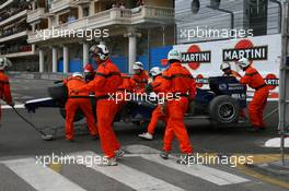 16.05.2010 Monaco, Monte Carlo,  Nico Hulkenberg (GER), Williams F1 Team crashed coming out of the tunnel - Formula 1 World Championship, Rd 6, Monaco Grand Prix, Sunday Race