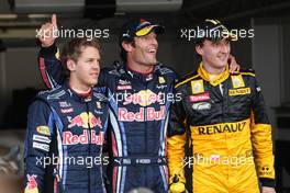 15.05.2010 Monaco, Monte Carlo,  Sebastian Vettel (GER), Red Bull Racing with pole position man Mark Webber (AUS), Red Bull Racing and Robert Kubica (POL), Renault F1 Team - Formula 1 World Championship, Rd 6, Monaco Grand Prix, Saturday Qualifying