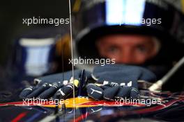 02.04.2010 Kuala Lumpur, Malaysia,  The gloves of Sebastian Vettel (GER), Red Bull Racing - Formula 1 World Championship, Rd 3, Malaysian Grand Prix, Friday Practice