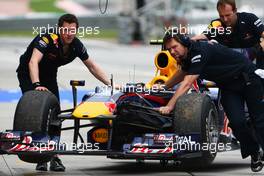 02.04.2010 Kuala Lumpur, Malaysia,  the car of Mark Webber (AUS), Red Bull Racing - Formula 1 World Championship, Rd 3, Malaysian Grand Prix, Friday Practice