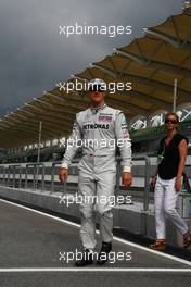 01.04.2010 Kuala Lumpur, Malaysia,  Michael Schumacher (GER), Mercedes GP Petronas with Sabine Kehm (GER), Michael Schumacher's press officer - Formula 1 World Championship, Rd 3, Malaysian Grand Prix, Thursday